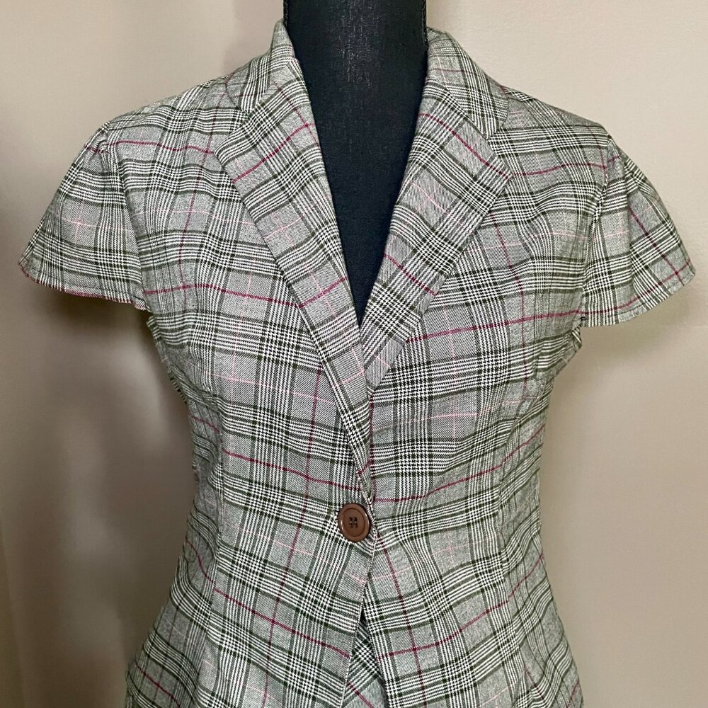 WET SEAL 90s Made in USA Plaid Blazer Pencil Skirt Suit Set L - Picture 4 of 13